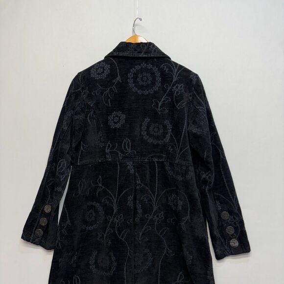 Vintage CMC Tapestry Black Floral Embroidered Coat Jacket Small Artsy C067 -14 - Picture 15 of 16